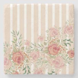 Rose mit Wasserfarben, handbemalt Steinuntersetzer