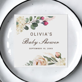 Rose mit Wasserfarbenrötung. Gartenblumendusche Serviette