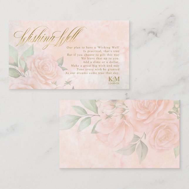 Rose mit weichem Erröten, Hochzeitsgeschenk V1 ID8 Begleitkarte (Vorne/Hinten)