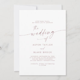 Rose moderne Faire-part de mariage de script or
