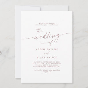 Rose moderne Faire-part de mariage de script or