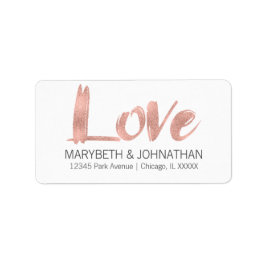 Rose moderne Gold Love Mariage Étiquette de adress