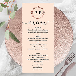 Rose Monogram Foto Wedelmenu Card