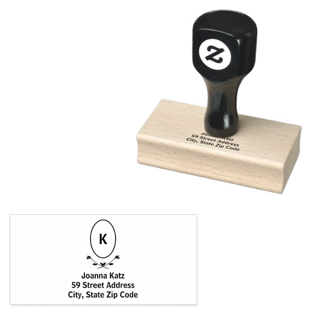 Rose Monogramm-Rücksendeadresse Gummistempel (Stempel)