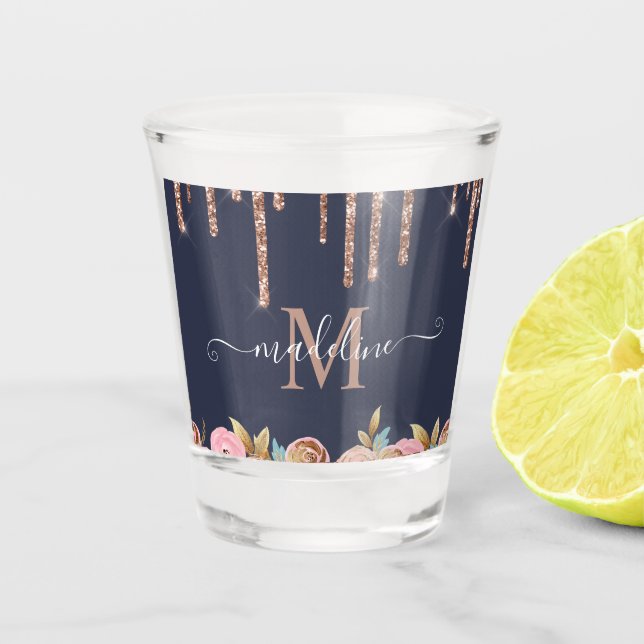 Rose monogramme Parties scintillant or verres de g (Devant)