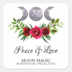 Rose Moon Intention Zauber Candle Square Label Quadratischer Aufkleber