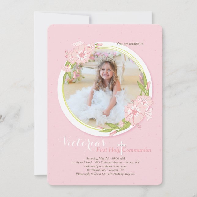 Rose Morning Gloire Religieux Photo Invitation (Devant)