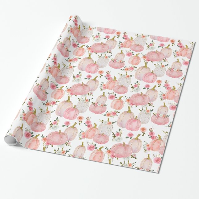 Rose Muster für Aquarellpastellfarben Pink Pumpkin Geschenkpapier (Ungerollt)
