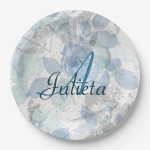 Rose Muster Luxusdesign Monogram Pappteller