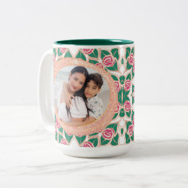 Rose Muster mit Glitzer-Rahmen Zweifarbige Tasse