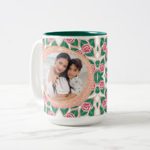 Rose Muster mit Glitzer-Rahmen Zweifarbige Tasse