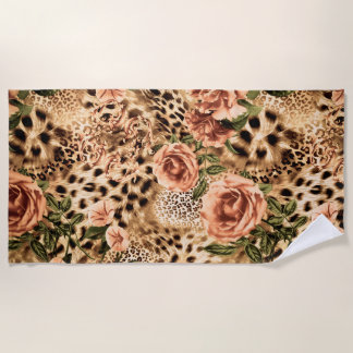 Rose Muster mit Leopard Druckfarbe Strandtuch