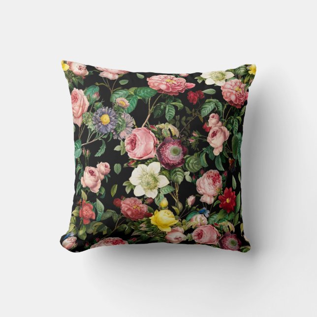 Rose Muster Rosa und Rot Kissen (Vorderseite)