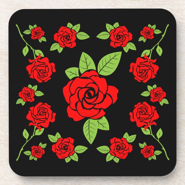 Rose Muster Zuhause Geschenke Getränkeuntersetzer (Vorderseite)