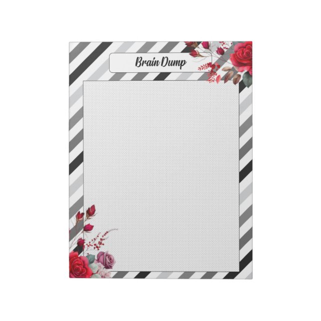 Rose n Streifen _ Gehirnabfall Notizblock (Rotiert)