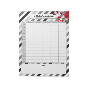 Rose n Streifen _ Klinischer Zeitplan Notizblock