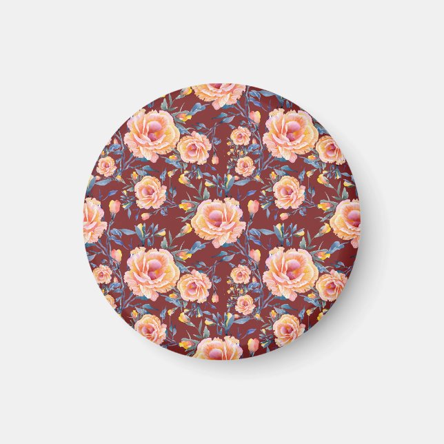 Rose, nahtlos, rotes Hintergrundmuster Magnet (Vorne)