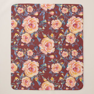 Rose, nahtlos, rotes Hintergrundmuster Sherpadecke