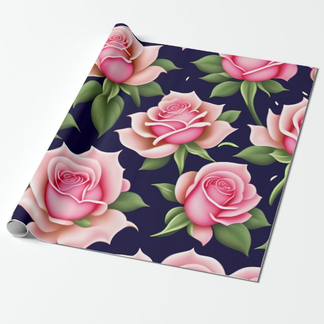Rose Nahtlose Muster Valentinstag Wrapping Pap Geschenkpapier (Ungerollt)
