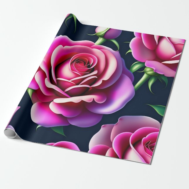 Rose Nahtlose Muster Valentinstag Wrapping Pap Geschenkpapier (Ungerollt)