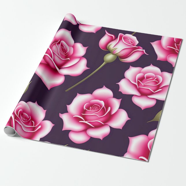 Rose Nahtlose Muster Valentinstag Wrapping Pap Geschenkpapier (Ungerollt)