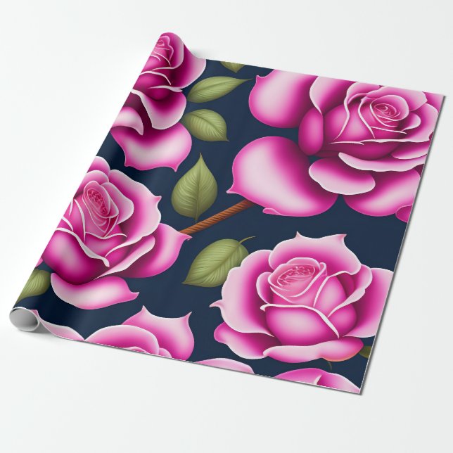 Rose Nahtloses Muster Valentinstag Geschenkpapier (Ungerollt)