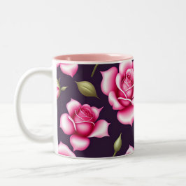 Rose Nahtloses Muster Valentinstag Zwei-Tonen-Cof Zweifarbige Tasse