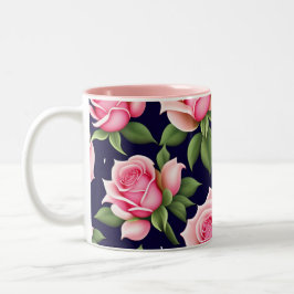 Rose Nahtloses Muster Valentinstag Zwei-Tonen-Cof Zweifarbige Tasse