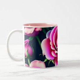 Rose Nahtloses Muster Valentinstag Zwei-Tonen-Cof Zweifarbige Tasse