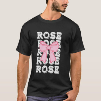ROSE Name Coquette Big Pink Bow Einfache Niedliche T-Shirt