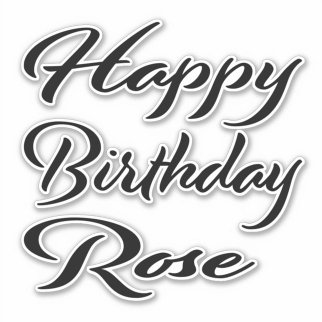 Rose Name Vorname black Sticker Geburtstag (Vorderseite)