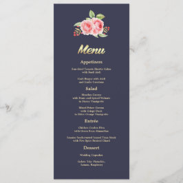 Rose | Navy Blue Wedding Menu Card Menükarte
