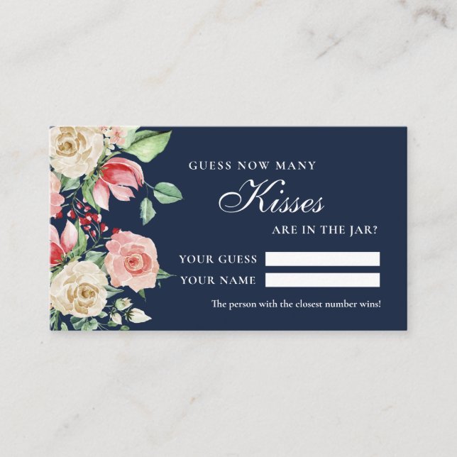 Rose Navy Blue Wie viele Kisses Showspielkarte Platzkarte (Vorderseite)