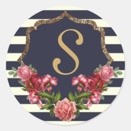 Rose Navy Stripes und Monogram Stickers