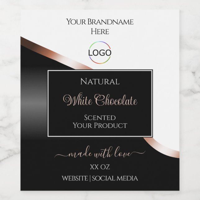 Rose noir blanc Wavy Gold avec Étiquette de produi (Étiquettes simples)