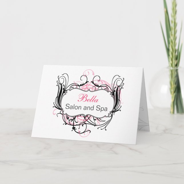 rose noir et blanc Chic Business Merci Cartes (Devant)