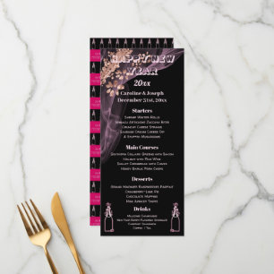 Rose noir Gold Nouvel An Menu & Bubbly Champagne