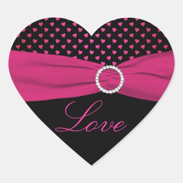 Rose, Noir, Rouge "Amour" - Sticker En Forme De Co (Devant)