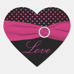 Rose, Noir, Rouge "Amour" - Sticker En Forme De Co