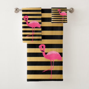 ROSE NOIR STRIPE D'OR FLAMANT ROSE TOILETTE DE SAL