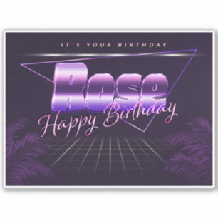 Rose Nom Prénom lila retro Anniversaire de Sticker