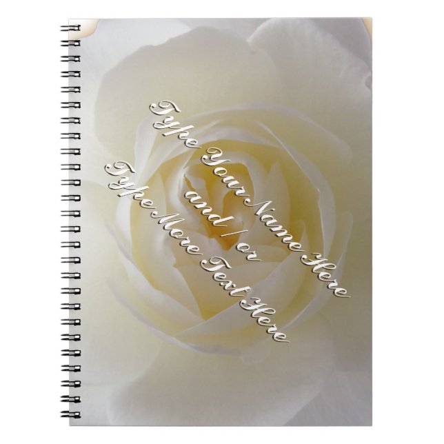 Rose Notebook personalisieren Romantisches Weißbuc Notizblock (Vorderseite)
