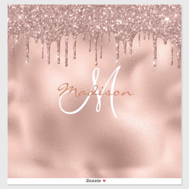 Rose-Notebook-Sticker-Monogramm-Glitzer Aufkleber (Blatt)