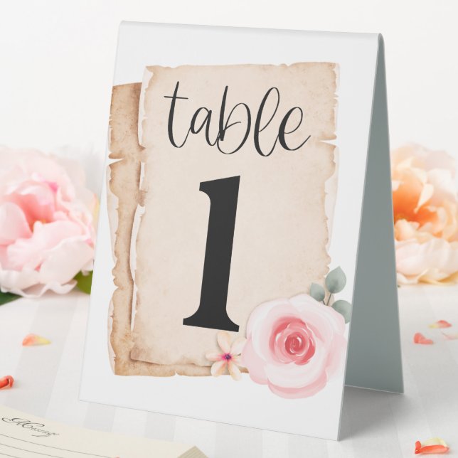 Rose Nummer 1 Tischaufsteller (In Situ (Hochzeit))