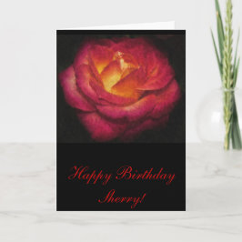 Rose-Ölfarbe Geburtstag Karte