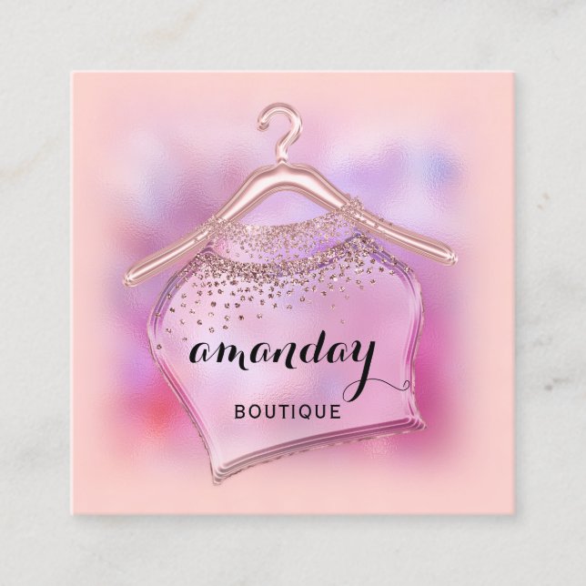 Rose Ombre Fashion Shop Boutique Kleiderhanger Quadratische Visitenkarte (Vorderseite)