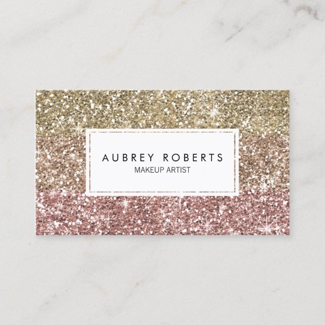 Rose Ombre Parties scintillant rose or Cartes de v (Devant)