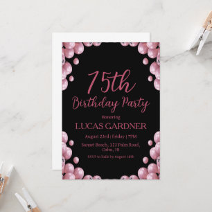 Rose or 75e anniversaire invitations
