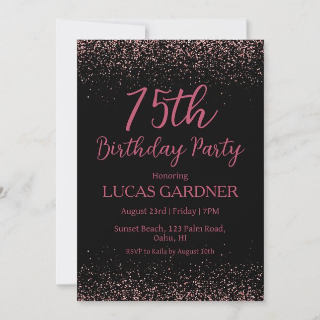 Rose or 75e anniversaire invitations (Devant)