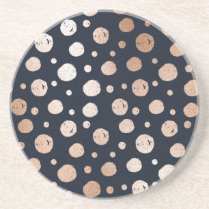 Rose-or et points noirs motif dessous de verre